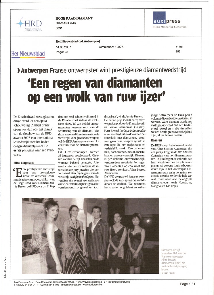 Het Niewsblad Antwerpen - 14.06.2007